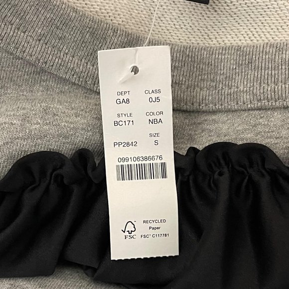 J. Crew Small Grey Crewneck Black Ruffle Sweatshirt NEW WITH TAGS - Picture 6 of 8